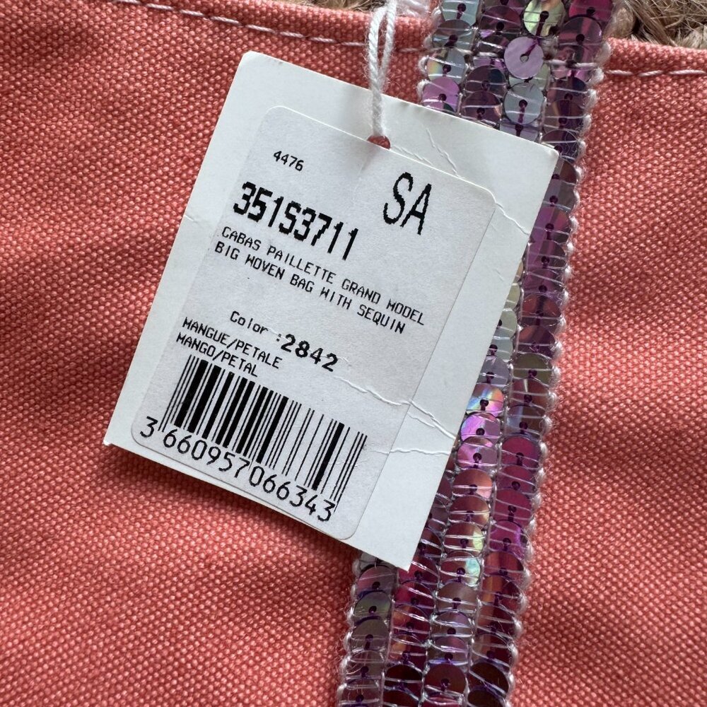 French designer Vanessa Bruno Cabas Tote Bag Multicolor Sequins Size L NWT 💖 - Picture 2 of 6